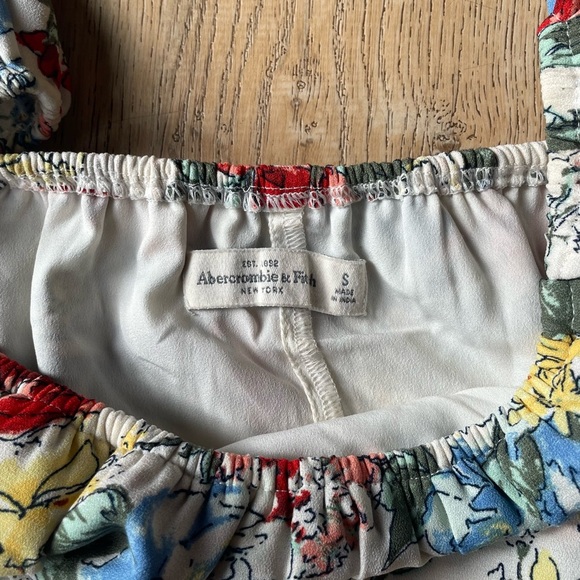 Abercrombie Fitch Floral Off Shoulder Ruffle Sleeve Mini Dress Sz S Boho Cottage - Picture 3 of 4